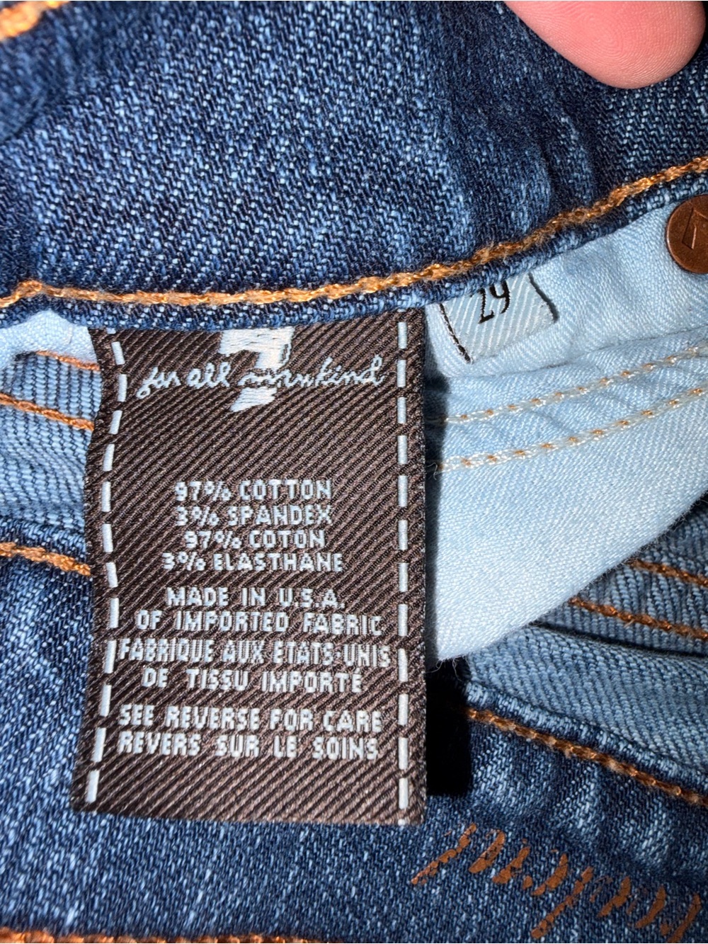 7 For All Mankind Two-Tone Blue Straight Leg Jeans - Picture 4 of 5